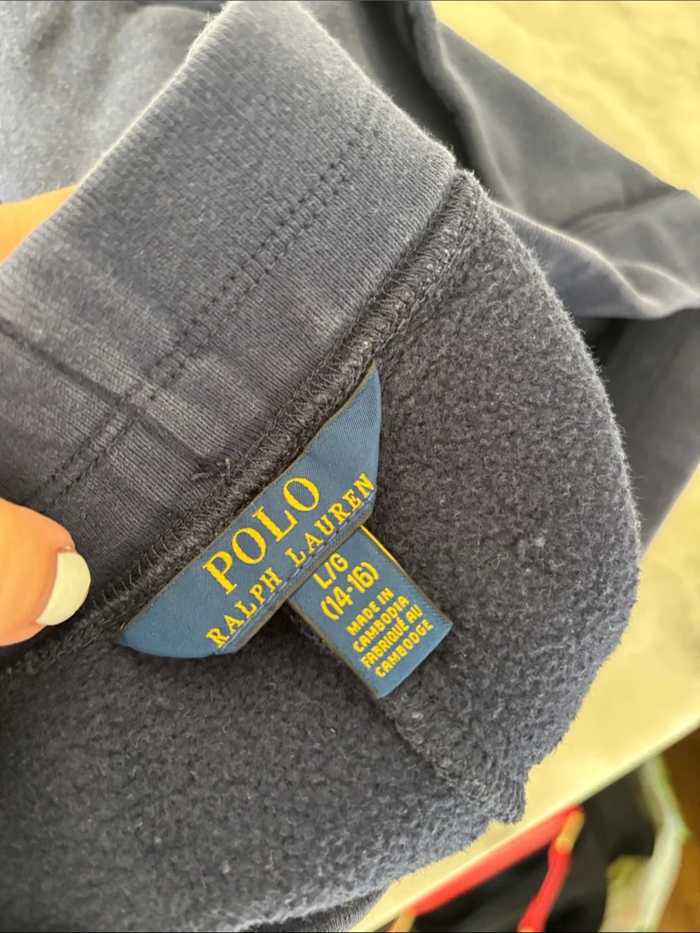 Ralph Lauren Navy Fleece Kids' Shorts with Red Pony
